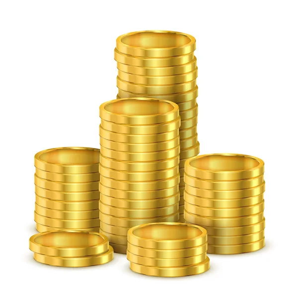 Pile of golden coins or heap of gold money — Stock Vector