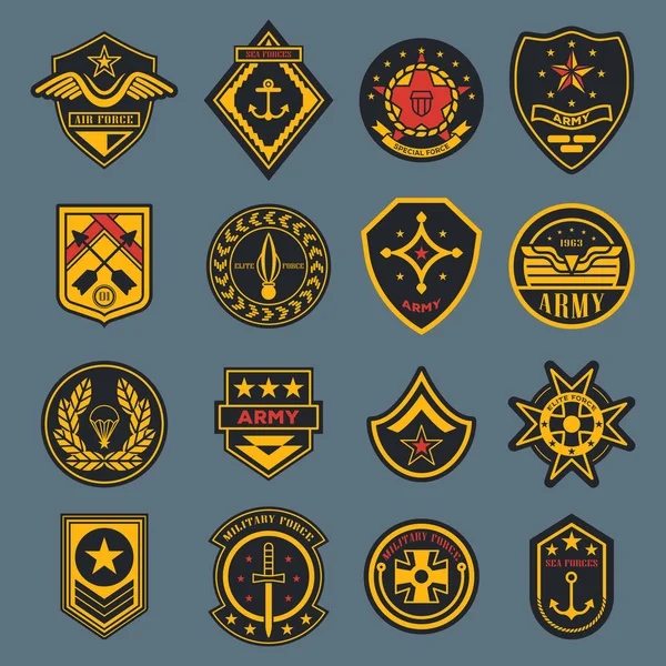 Panneau de marine et badge de l'armée, étiquette de l'armée de l'air américaine — Image vectorielle