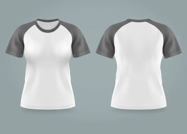 Vista frontal y trasera aislada en la camiseta de las mujeres — Archivo Imágenes Vectoriales