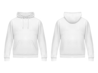 Gerçekçi beyaz kapüşonlu veya erkek için kapüşonlu, sweatshirt
