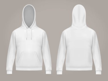 Erkek hoodie veya ön ve arka beyaz erkek hoody