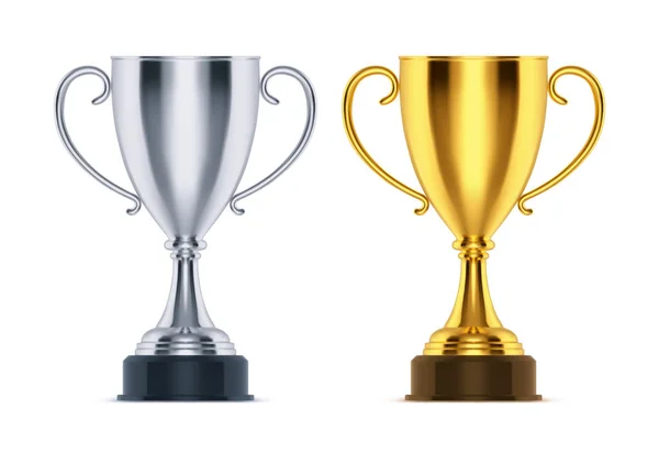 Winner golden trophy and 3d silver runner-up cup — 스톡 벡터