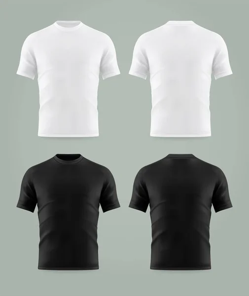 Zestaw wyizolowanych czarno-białych szablonów t-shirtu — Wektor stockowy