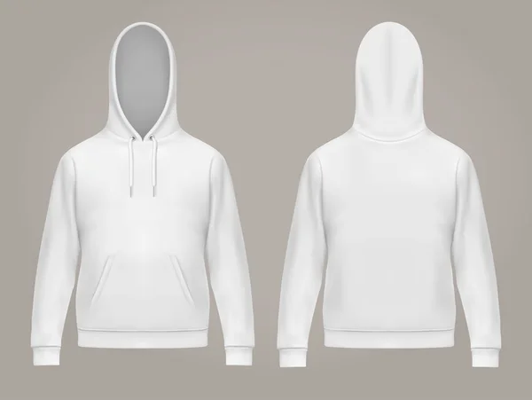 Man hoodie or front and back of white men hoody — Stock Vector