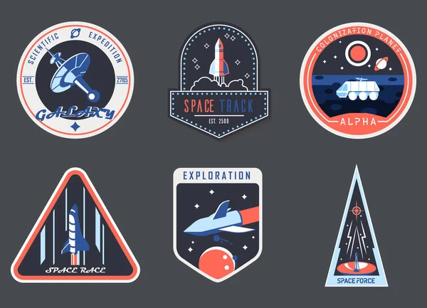 Chevron astronauta o patch tuta spaziale, cosmonauta — Vettoriale Stock