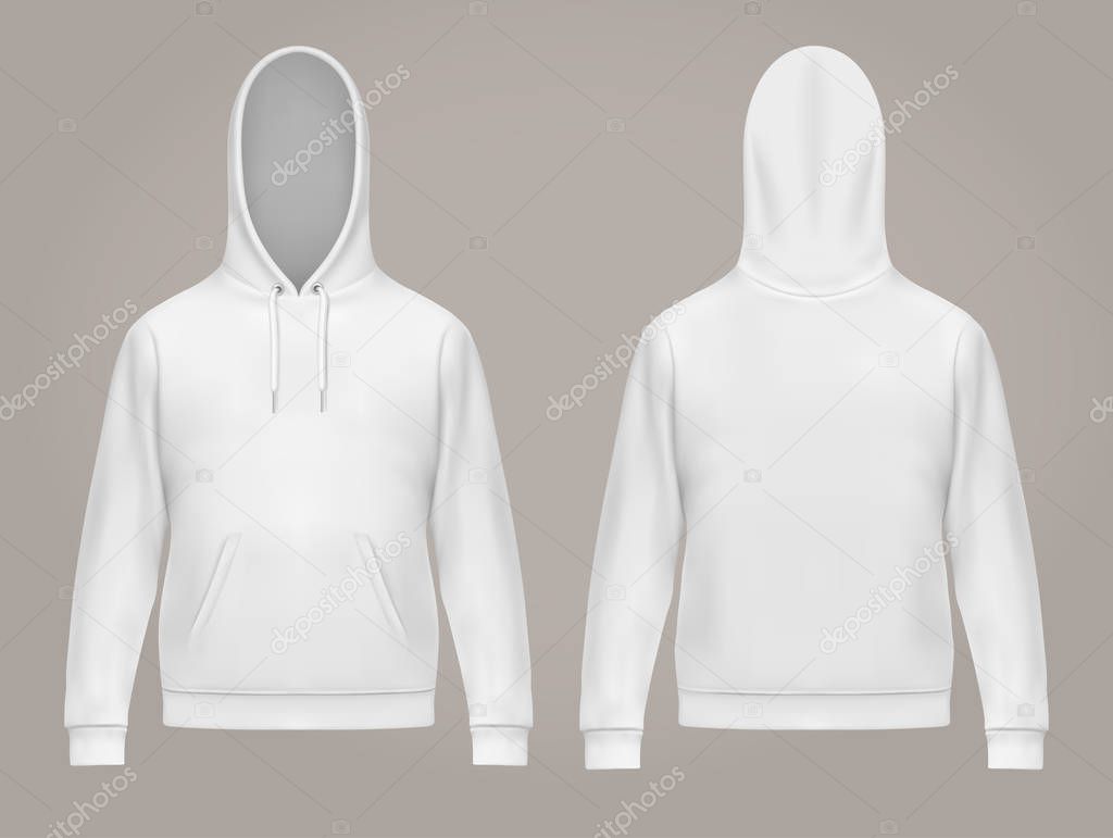Man hoodie or front and back of white men hoody