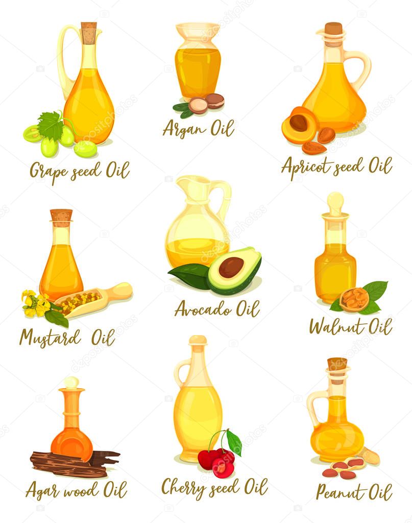 Set of natural oil for cooking and body care, food