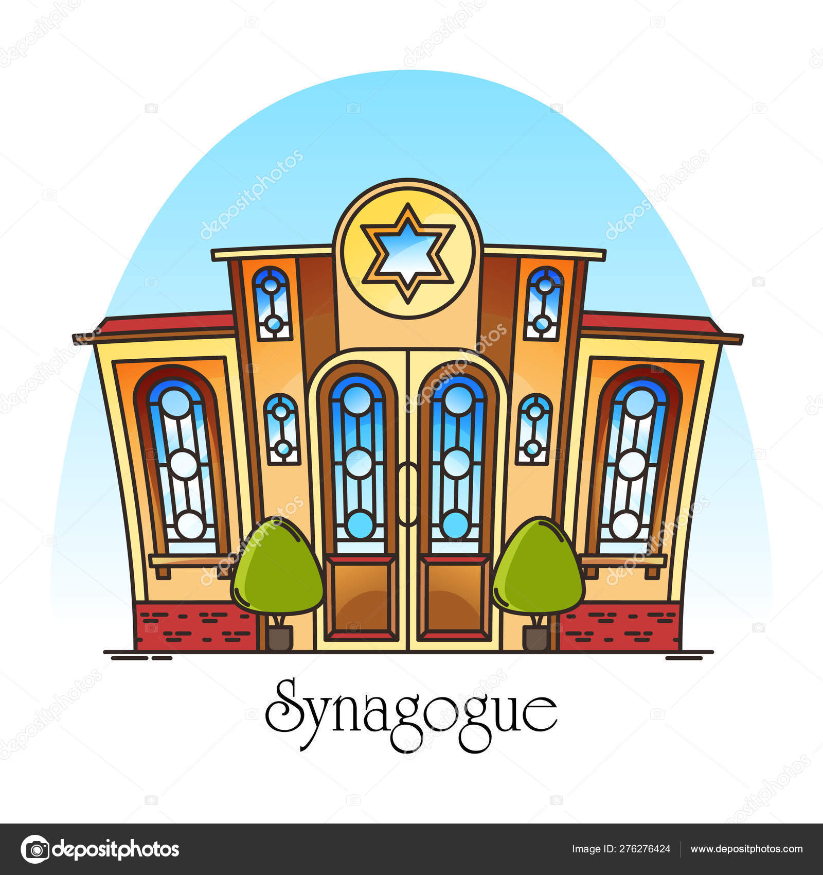Edifício da sinagoga ou templo judaico com local de culto