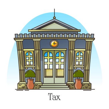 Tax office or department in thin line architecture clipart
