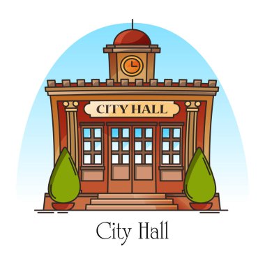 Belediye binası. İnce çizgide hükümet binası