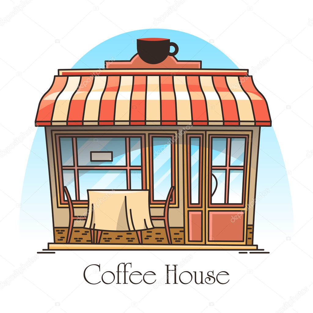 Coffee or tea house building. Cafeteria, cafe