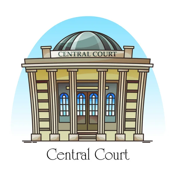 Voorgevel van het gerechtsgebouw. Central Court Building — Stockvector