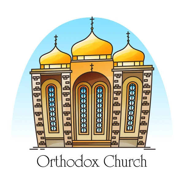 Église orthodoxe avec dômes ou bâtiment de prière — Image vectorielle