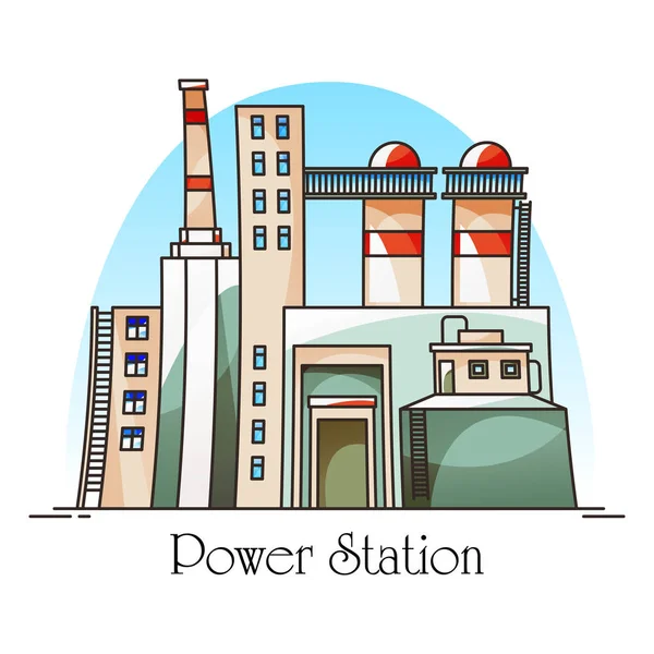 Thermische elektriciteitscentrale gebouw of fabriek voor elektriciteit — Stockvector