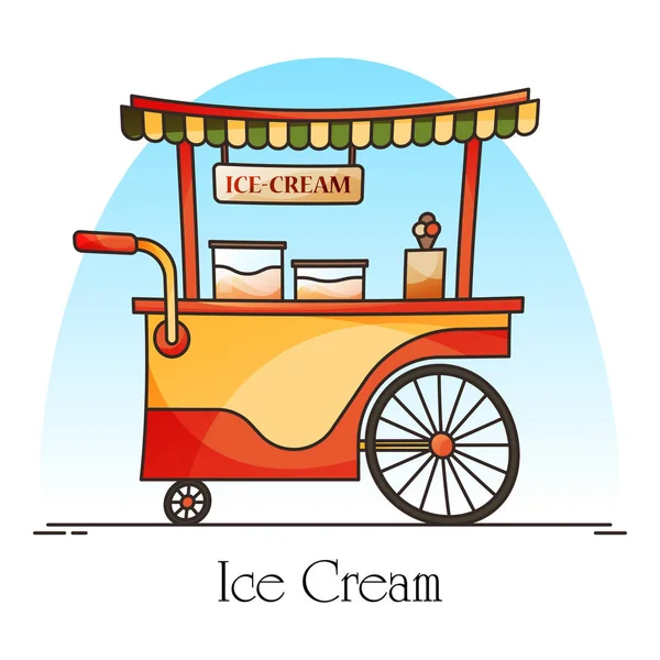 Chariot ou chariot de crème glacée, kiosque pour crème glacée — Image vectorielle