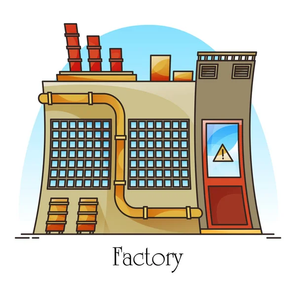 Outdoor view on heavy factory, industrial building — Stock Vector