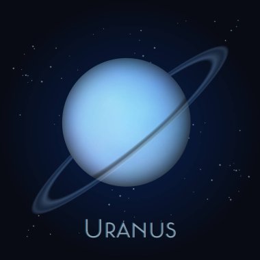 Siyah arka plan üzerinde yörüngesi ile Uranüs gezegeni