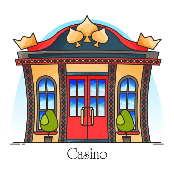 Edifício do casino ou entrada de casa de jogo — Vetor de Stock