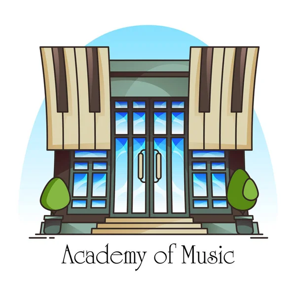 Music academy or conservatory building — Stock Vector
