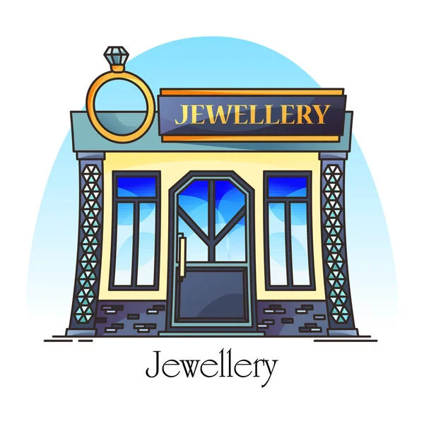 Jewellery store or jewelry shop with diamond ring — Stock Vector
