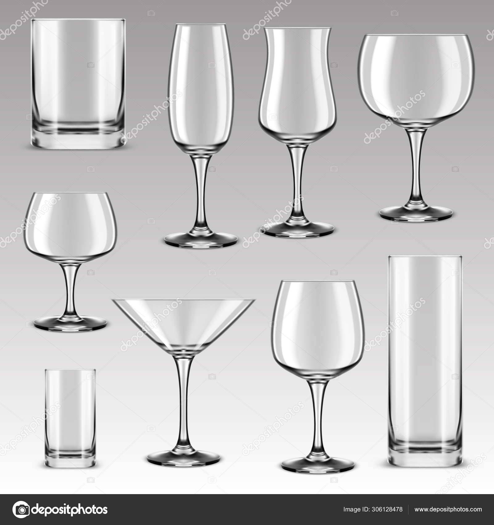 Set of drinking glass for alcohol beverage, water Stock Vector by  ©cookamoto 306128478