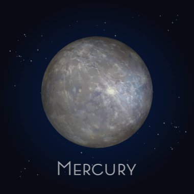 Merkür simgesi. Güneş sistemindeki ilk gezegen.