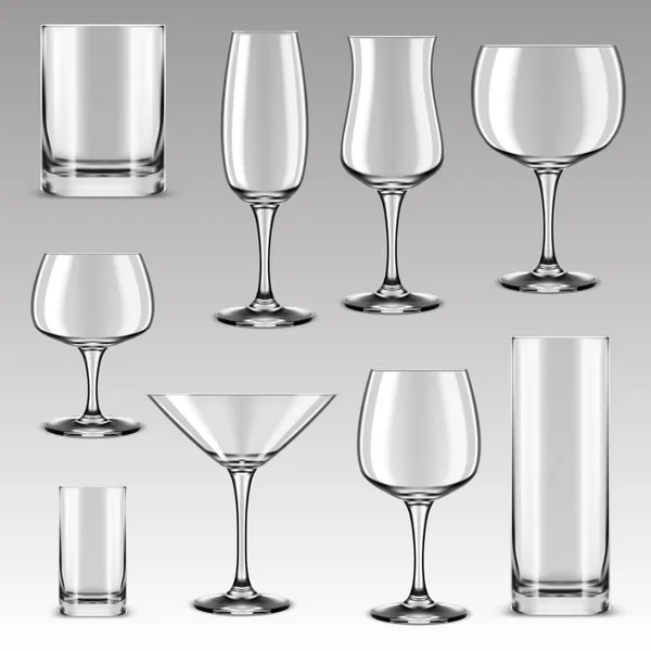 Set de vasos para bebidas alcohólicas, agua — Vector de stock