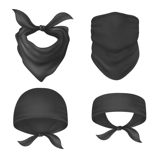 Set of isolated bandanna and face mask — Stock Vector