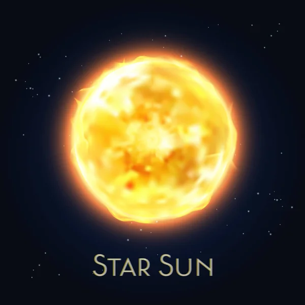 Icoana Soarelui. Flare, foc din sfera sistemului solar — Vector de stoc