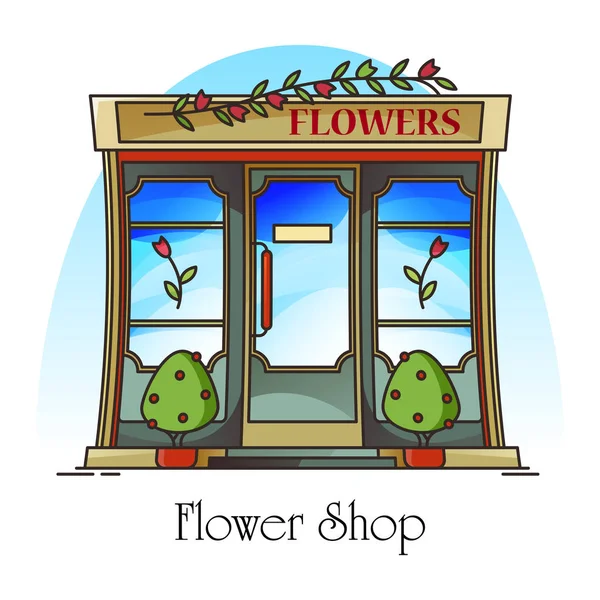 Bloemenwinkel of bloemenwinkel met Rose op banner — Stockvector