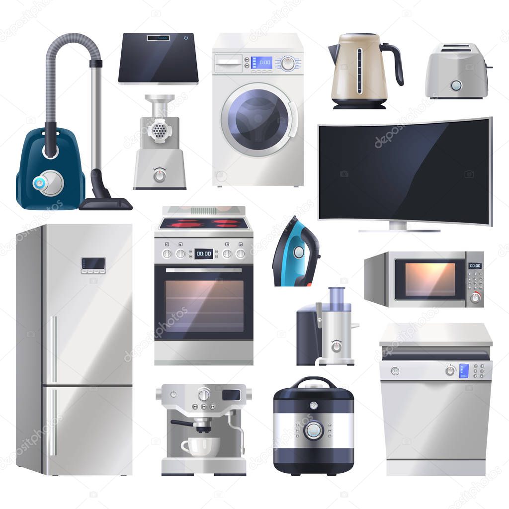 Set of kitchen appliance, electronics for home