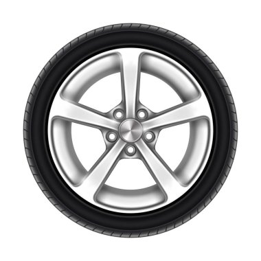 Beyaz üzerinde izole araba tekerleği, lastik veya lastik