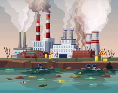 Enerji santrali hava kirliliği veya sanayi fabrikası