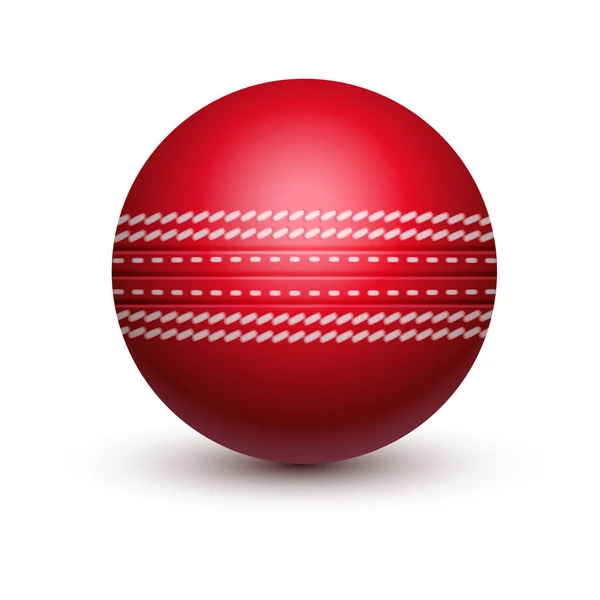 革のひもが付いている赤いクリケットの球 — ストックベクタ