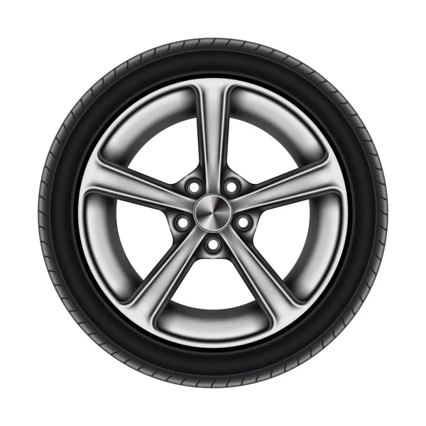 Neumático de automóvil o rueda de automóvil aislada en blanco — Vector de stock