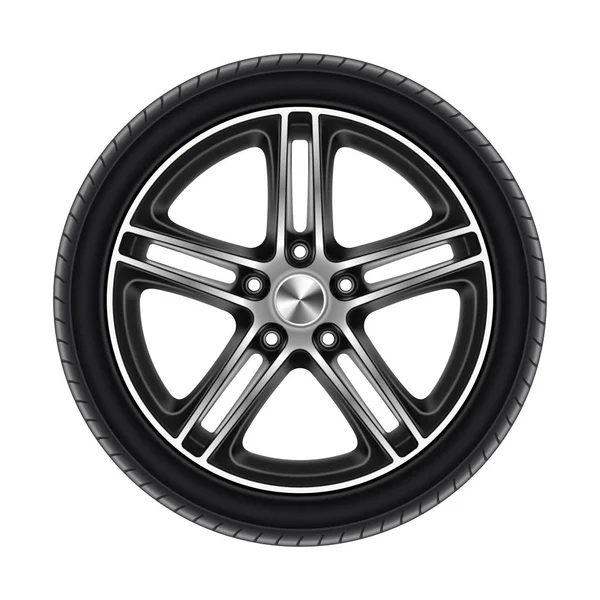 在白色或汽车轮胎上隔离的汽车车轮 — 图库矢量图片