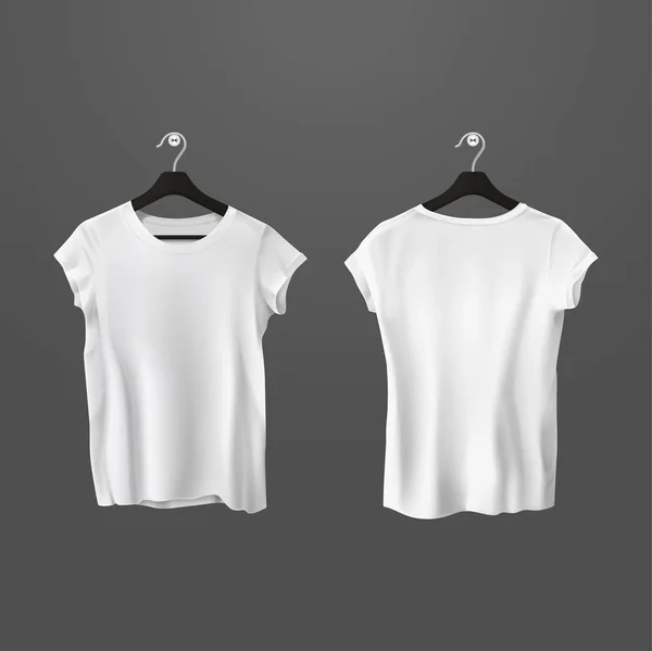 Белые мятые футболки или рубашка унисекс на вешалке — стоковый вектор