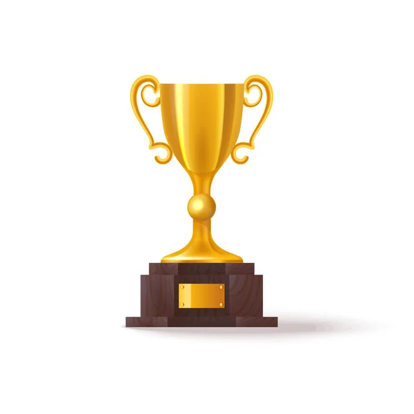3D fotbalová trofej nebo realistický zlatý fotbalový pohár — Stockový vektor