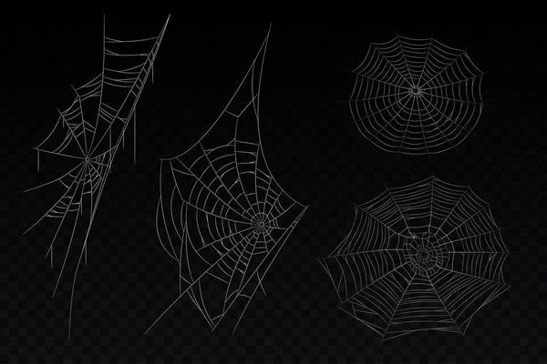 Een set geïsoleerd spinnenweb. Halloween achtergrond — Stockvector