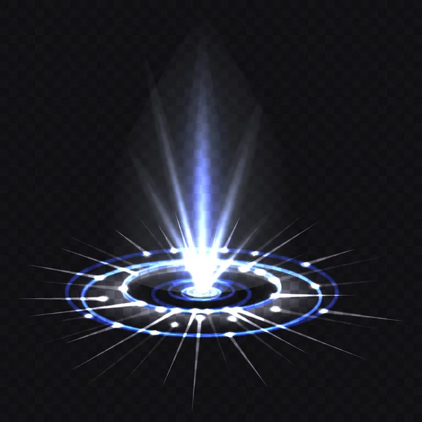 Hologram blue ray nebo ufo portál, magický paprsek — Stockový vektor