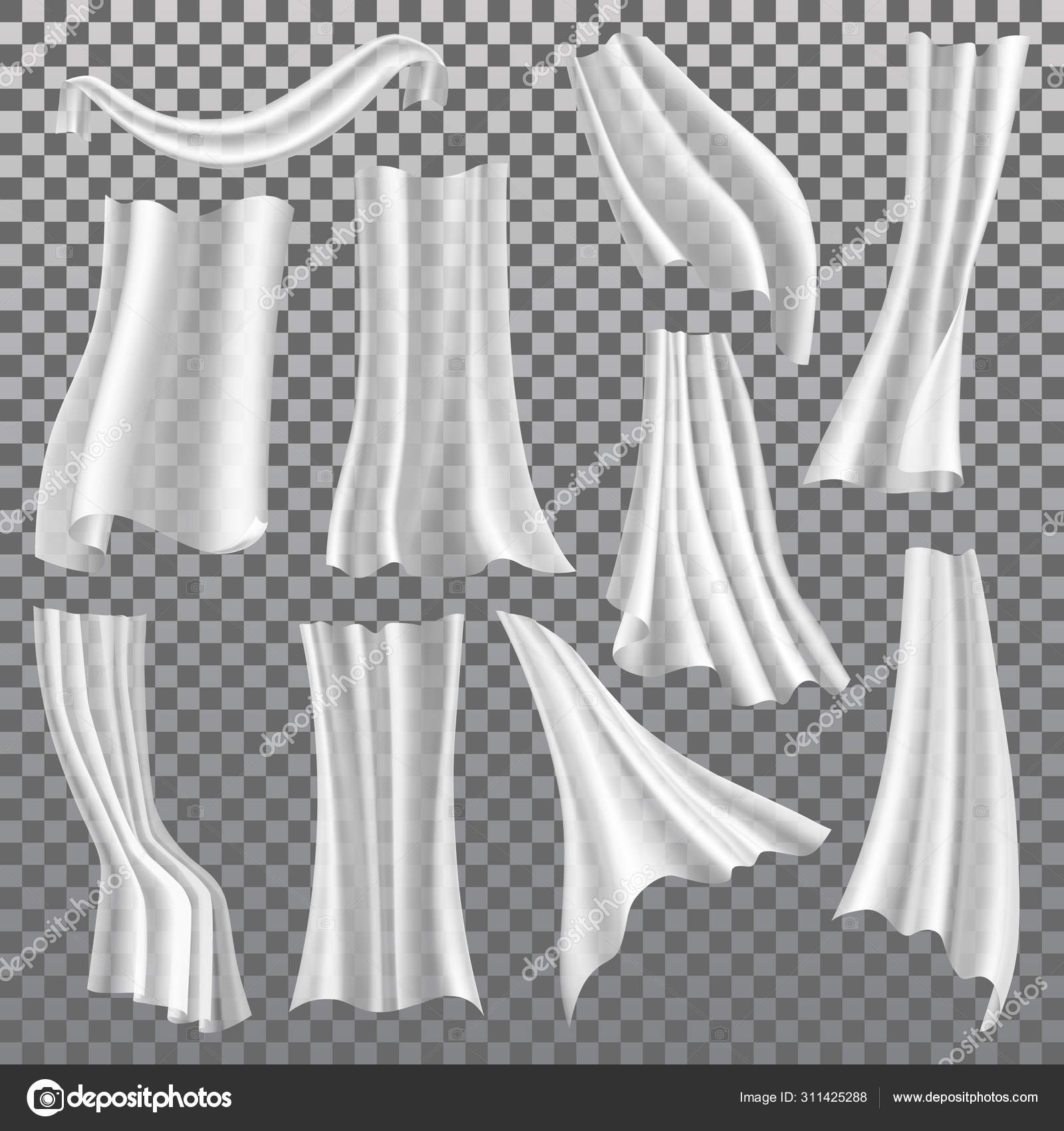 투명 한 커튼, 흰 휘장, 벡터 3D 스톡 벡터 - ©cookamoto 311425288, image size:1600x1700