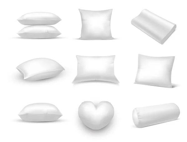 Conjunto de isolado 3d, pilha de travesseiro realista, almofada —  Vetores de Stock