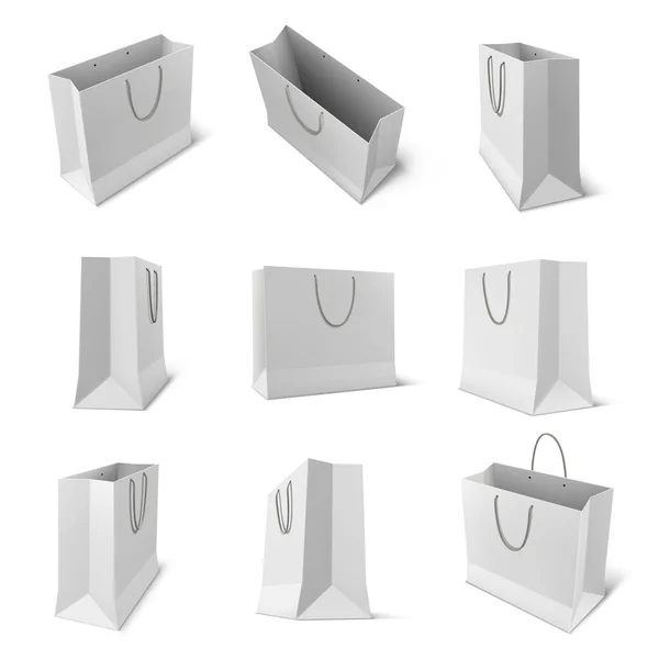 Set isolierter Papiertüten für Geschäft oder Geschäft — Stockvektor