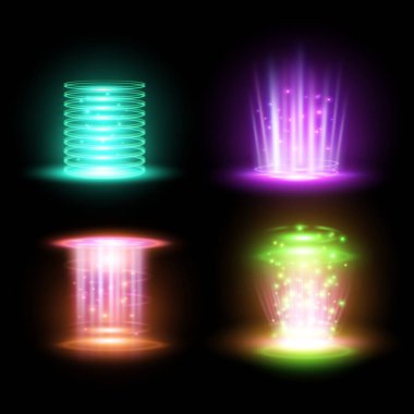 Sihirli sarı portal ve hologram ışını, ışın