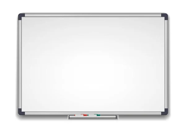 Whiteboard, marker white school board realistic vector — Stock Vector