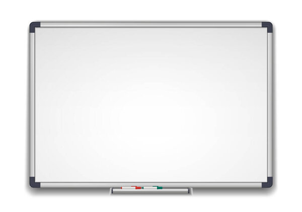 Whiteboard, marker white school board realistic vector