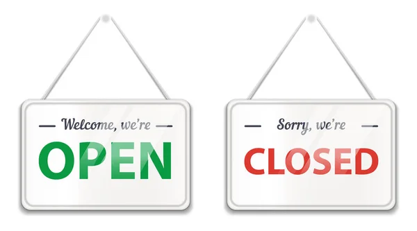 Panneaux de porte ouverts et fermés, panneaux suspendus — Image vectorielle