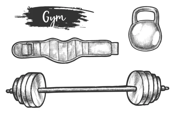 Esboço de powerlifting ou vetor de equipamento de levantamento de peso —  Vetores de Stock