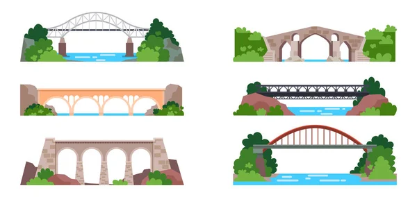 Ponte com ferrovia ou arco com rodovia —  Vetores de Stock