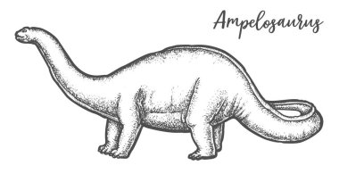 Ampelosaurus dino sketch or Sauropod dinosaur vector clipart